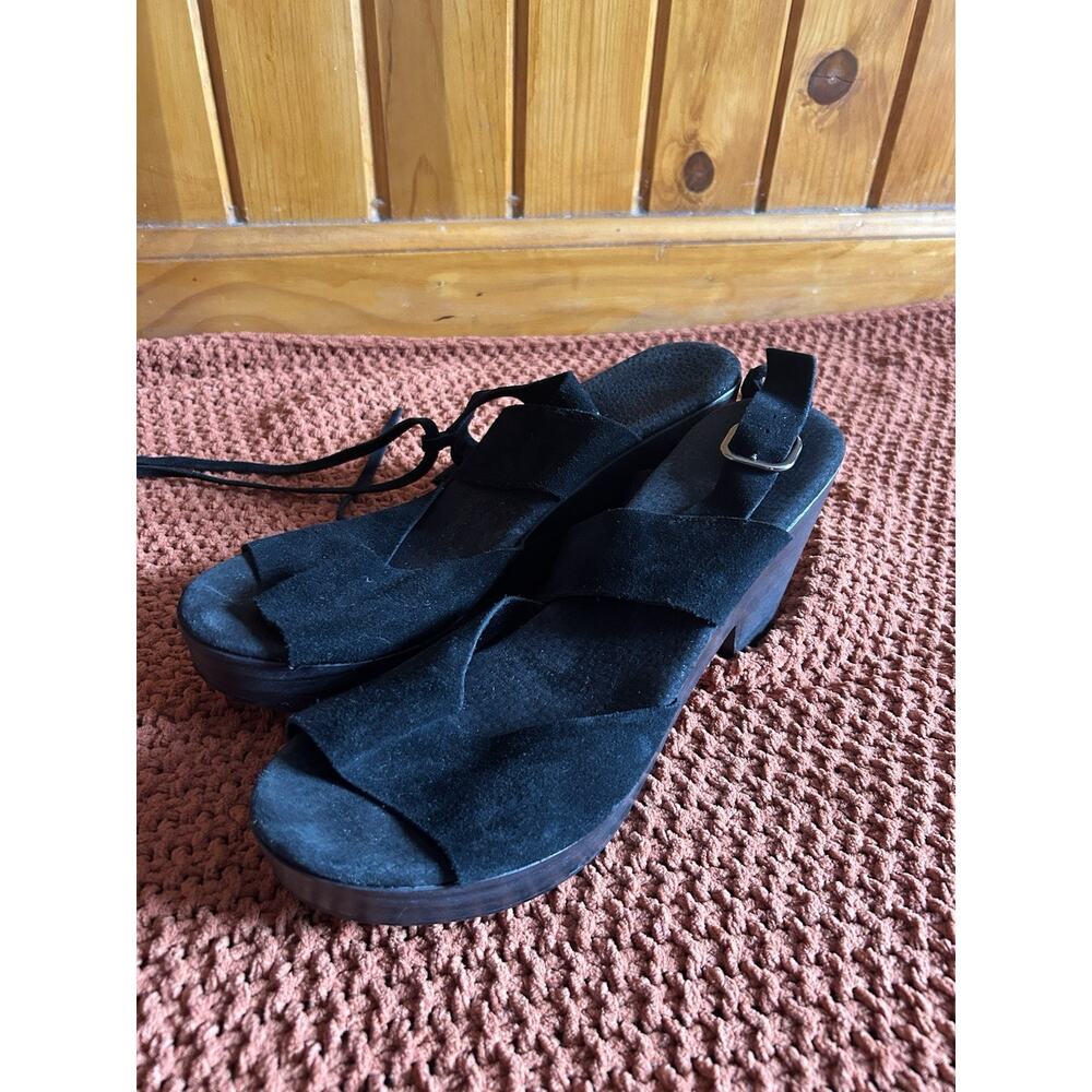 Free People Platform Sandals Wrap Around Ankle Suede Upper Lining Spain Sz 40